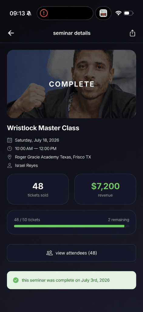 Seminar details completed mockup