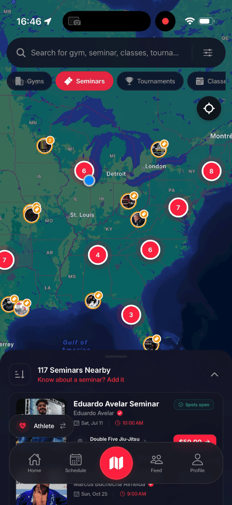 Seminar map search screen